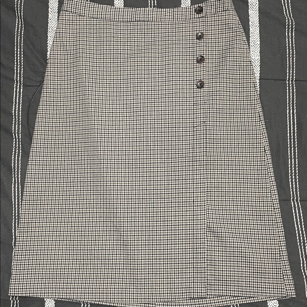 Banana Republic Plaid Pencil Skirt with Button Detail
